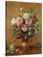 Roses in a Rose-Enamelled Vase, 1995-Albert Williams-Stretched Canvas