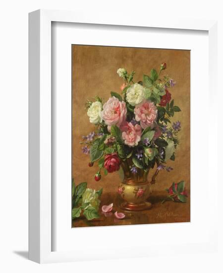 Roses in a Rose-Enamelled Vase, 1995-Albert Williams-Framed Giclee Print