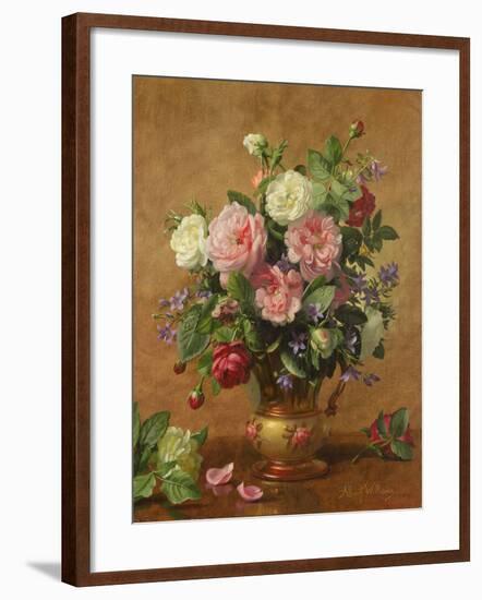 Roses in a Rose-Enamelled Vase, 1995-Albert Williams-Framed Giclee Print