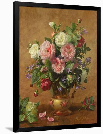 Roses in a Rose-Enamelled Vase, 1995-Albert Williams-Framed Giclee Print