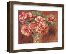 Roses in a Vase, circa 1890-Pierre-Auguste Renoir-Framed Giclee Print