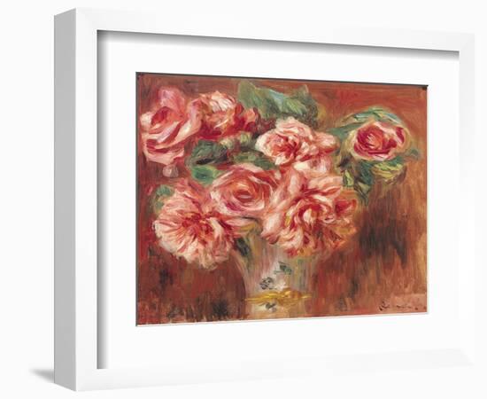 Roses in a Vase, circa 1890-Pierre-Auguste Renoir-Framed Giclee Print