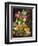 Roses in a Vase, Pears in a Porcelain Bowl and Fruit on an Oak Table-Louis Marie De Schryver-Framed Premium Giclee Print