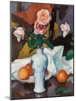 Roses in a Vase with Oranges and a White Tablecloth-Samuel John Peploe-Mounted Giclee Print