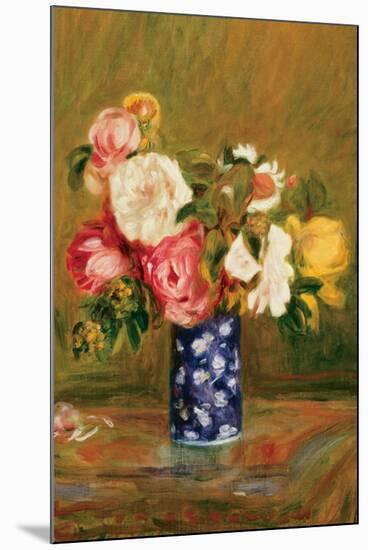 Roses in a Vase-Pierre-Auguste Renoir-Mounted Art Print