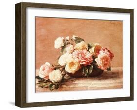 Roses in Bowl-Henri Fantin-Latour-Framed Giclee Print