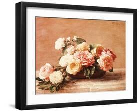 Roses in Bowl-Henri Fantin-Latour-Framed Giclee Print