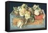 Roses in Cigar Box, Christmas Card-English School-Framed Stretched Canvas