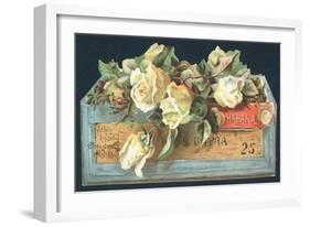 Roses in Cigar Box, Christmas Card-English School-Framed Giclee Print