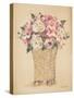 Roses in Painted Vase I-Cheri Blum-Stretched Canvas