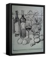 Roses, Italian Wine and Garlic-Nobu Haihara-Framed Stretched Canvas