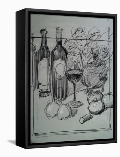 Roses, Italian Wine and Garlic-Nobu Haihara-Framed Stretched Canvas
