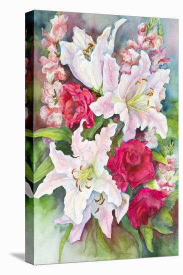 Roses, Lilies and Snapdragons-Joanne Porter-Stretched Canvas