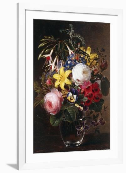 Roses, Lilies, Pansies and Other Flowers in a Vase-Johan Laurents Jensen-Framed Giclee Print