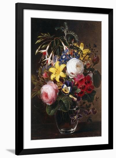 Roses, Lilies, Pansies and Other Flowers in a Vase-Johan Laurents Jensen-Framed Giclee Print