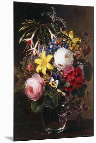 Roses, Lilies, Pansies and Other Flowers in a Vase-Johan Laurents Jensen-Mounted Giclee Print