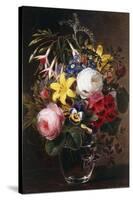 Roses, Lilies, Pansies and Other Flowers in a Vase-Johan Laurents Jensen-Stretched Canvas