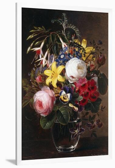 Roses, Lilies, Pansies and Other Flowers in a Vase-Johan Laurents Jensen-Framed Giclee Print