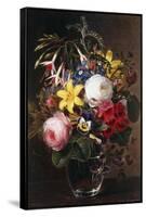 Roses, Lilies, Pansies and Other Flowers in a Vase-Johan Laurents Jensen-Framed Stretched Canvas