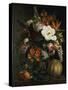 Roses, Magnolia, Peonies, Hollyhocks, Pink Liburnum and Other Flowers in a Greek Red Figure Vase-Johan Laurentz Jensen-Stretched Canvas