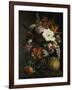 Roses, Magnolia, Peonies, Hollyhocks, Pink Liburnum and Other Flowers in a Greek Red Figure Vase-Johan Laurentz Jensen-Framed Giclee Print