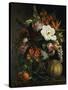 Roses, Magnolia, Peonies, Hollyhocks, Pink Liburnum and Other Flowers in a Greek Red Figure Vase-Johan Laurentz Jensen-Stretched Canvas