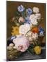 Roses, Morning Glory, Narcissi, Aster and Other Flowers in a Basket with Eggs in a Nest, 1744-Dec Van Huysum-Mounted Giclee Print