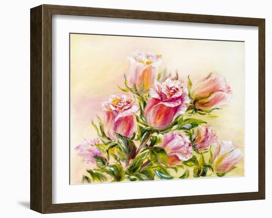 Roses, Oil Painting on Canvas-Valenty-Framed Art Print