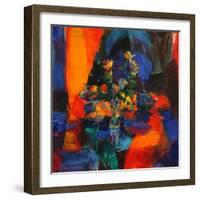 Roses on a Blue Ground-Peter Graham-Framed Giclee Print