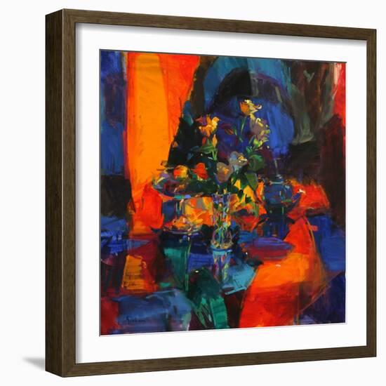 Roses on a Blue Ground-Peter Graham-Framed Giclee Print