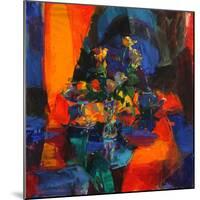 Roses on a Blue Ground-Peter Graham-Mounted Giclee Print