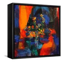 Roses on a Blue Ground-Peter Graham-Framed Stretched Canvas