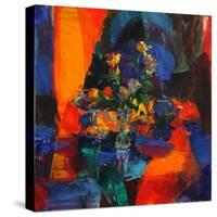 Roses on a Blue Ground-Peter Graham-Stretched Canvas