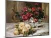 Roses on a Dressing Table-Eugene Henri Cauchois-Mounted Giclee Print