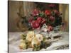 Roses on a Dressing Table-Eugene Henri Cauchois-Stretched Canvas
