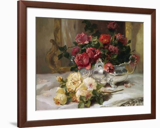 Roses on a Dressing Table-Eugene Henri Cauchois-Framed Giclee Print