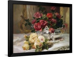 Roses on a Dressing Table-Eugene Henri Cauchois-Framed Giclee Print