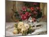 Roses on a Dressing Table-Eugene Henri Cauchois-Mounted Giclee Print