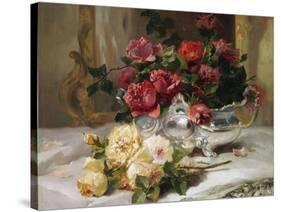 Roses on a Dressing Table-Eugene Henri Cauchois-Stretched Canvas