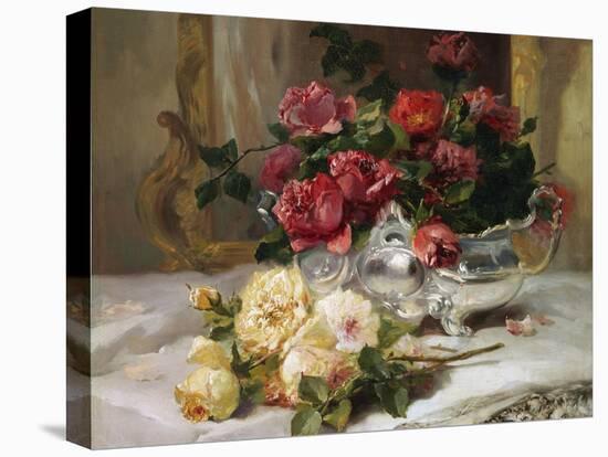 Roses on a Dressing Table-Eugene Henri Cauchois-Stretched Canvas