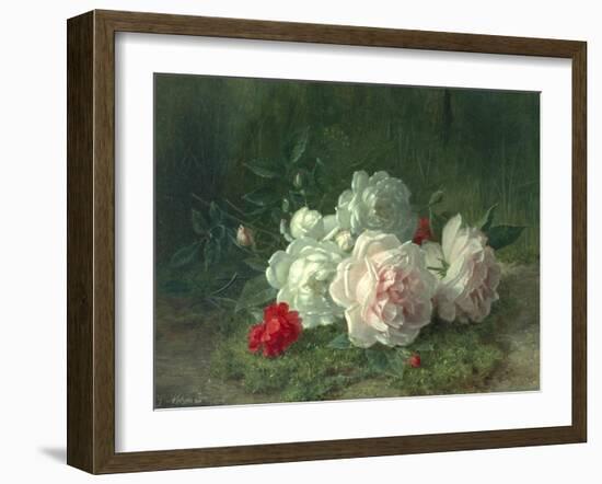 Roses on a Mossy Bank-Jules Medard-Framed Giclee Print