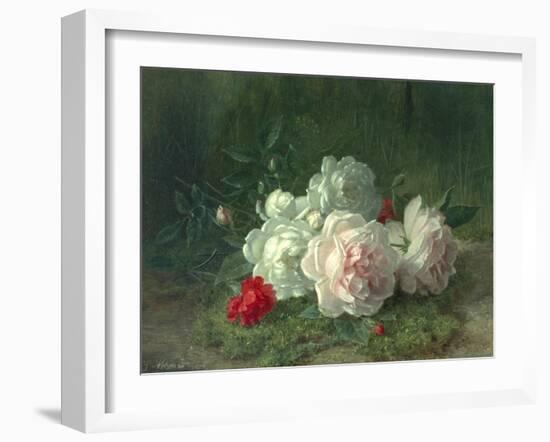 Roses on a Mossy Bank-Jules Medard-Framed Giclee Print