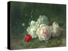 Roses on a Mossy Bank-Jules Medard-Stretched Canvas