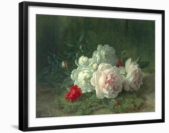 Roses on a Mossy Bank-Jules Medard-Framed Giclee Print