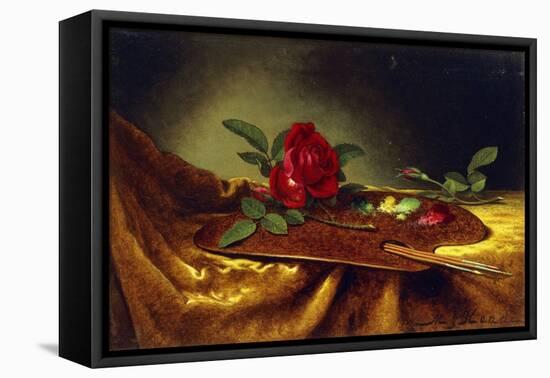 Roses on a Palette, 1880's-Martin Johnson Heade-Framed Stretched Canvas