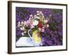 Roses on a Stool in a Field of Lavender-Linda Burgess-Framed Photographic Print