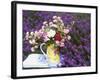 Roses on a Stool in a Field of Lavender-Linda Burgess-Framed Photographic Print