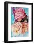 Roses on Light Blue Textured Background-Alaya Gadeh-Framed Photographic Print