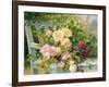 Roses on the Bench-Eugene Henri Cauchois-Framed Giclee Print