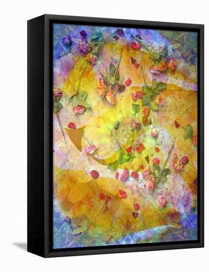 Roses on Yellow-Alaya Gadeh-Framed Stretched Canvas